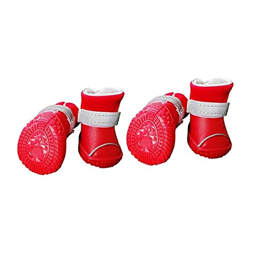 QOXEFPJZ pfotenschutz Hund Haustierschuhe Anti-Rutsch- wasserdichte Hundeschuhe mit Gummisohle Pet Paw Protector (Color : Red, Size : XS) von QOXEFPJZ