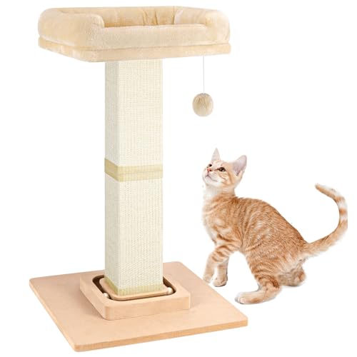 QPK Katzenkratzbaum, robuster und dickerer Kratzbaum für Indoor-Katzen Erwachsene, Katzenkratzbaum mit Sitzstange, Katzenkratzbaum mit Bett, abnehmbarer Bezug, Sisalgewebe, Geige von QPK