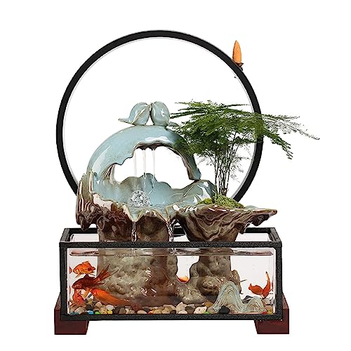 QQNQQ Aquarium, Aquarium, Aquarium-Starter-Kits, Wasserzirkulation, fließendes Wasser, Objektübertragungsball, Glücksbringer, Wohnzimmer, Büro, Desktop-Aquarium, Schmuck, Desktop-Brunnen von QQNQQ