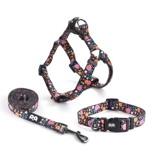 QQPETS Hundegeschirr, Halsband, Leine, kein Ziehen, verstellbarer Rückenclip, Halfter für Haustiere, strapazierfähig, 1,5 m, Anti-Verdreh-Leine für extra kleine Welpen, mittelgroße und große Rassen, von QQPETS