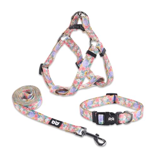 QQPETS Hundegeschirr, Halsband, Leine, kein Ziehen, verstellbarer Rückenclip, Halfter, strapazierfähig, 1,5 m, Anti-Verdreh-Leine für extra kleine Welpen, mittelgroße und große Rassen, Training von QQPETS