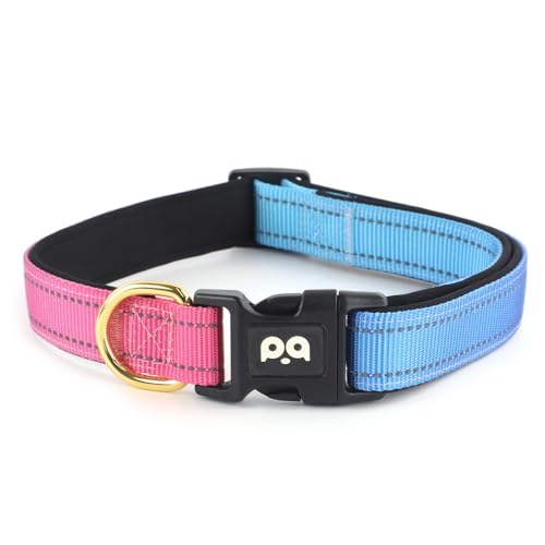 QQPETS Reflektierendes Hundehalsband mit weichem Neopren, gepolstert, atmungsaktiv, Nylon, Haustierhalsband, verstellbar, für kleine, mittelgroße und große Hunde von QQPETS