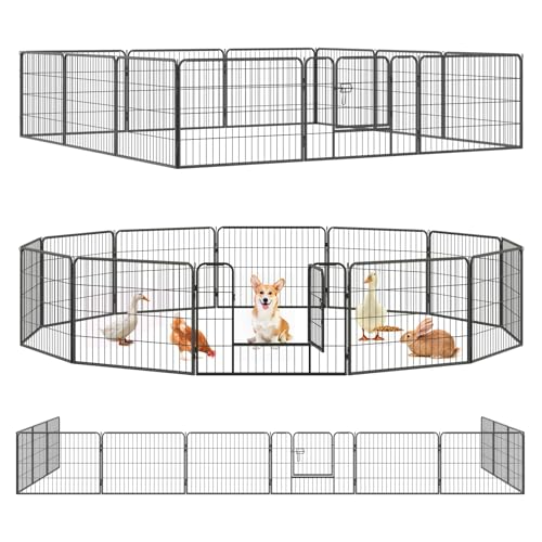 QRDA Haustierzaun, zusammenklappbar, aus Metall, 12 Paneele, für Outdoor-Aktivitäten, Laufstall, 61 x 81 cm von QRD QIANRUIDA