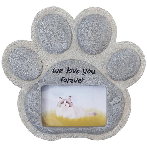 QSLKI Hund oder Katze Gedenkgeschenke, Pet Paw Print Andenken, Harz Haustier Gedenkstein, personalisierte Hund oder Katze Grabstein, personalisierte Haustier Grabstein Denkmäler von QSLKI