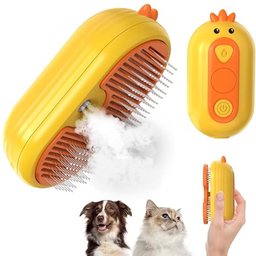 3-In-1 KatzenbüRste mit Dampf für die Haustierpflege, Katzen Dampfbürste mit Spray für lang und kurzhaarige Katzen und Hunde, Selbstreinigender Hundebürste mit Dampf Haustiere mit Wassertank von QSMYOYE