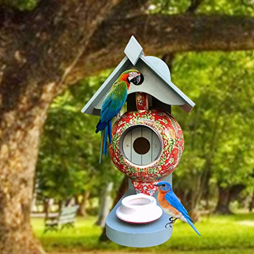 QTANZIQI Red Hanging Teapot Bird House: Charmante Gartendekoration für Vogelliebhaber von QTANZIQI