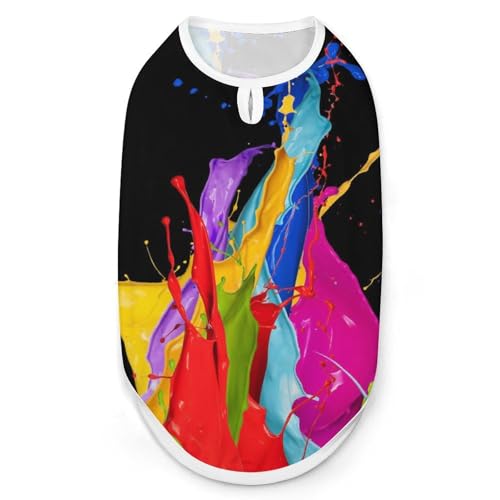 Colored Splashes Hunde-Shirt, Haustiere, Katzen, ärmellos, Tanktop, atmungsaktiv, für kleine Welpen, Größe L von QTAVETEND