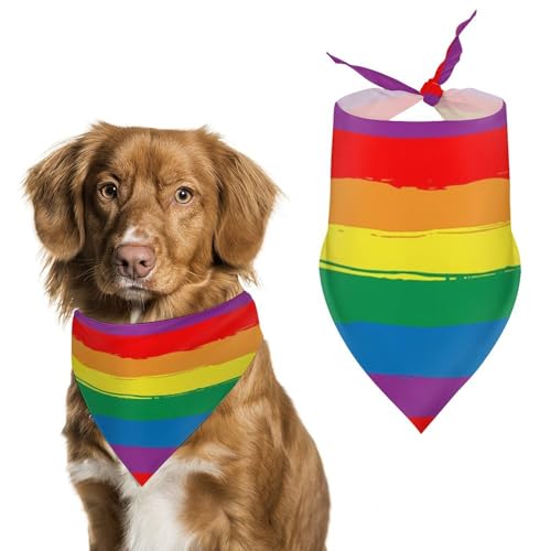 Dreieckstuch für Hunde, Regenbogen-gestreift, verstellbar, atmungsaktiv, weich, für kleine, mittelgroße und große Hunde von QTAVETEND