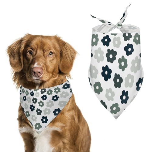 Dreieckstuch für Hunde, Vintage-Stil, groovige Blumen, verstellbar, atmungsaktiv, weich, für kleine, mittelgroße und große Hunde von QTAVETEND