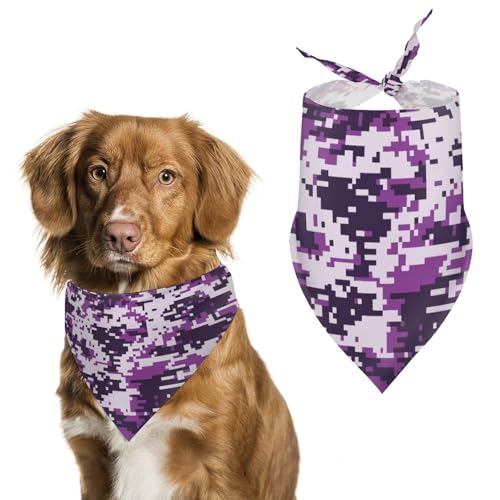 Dreieckstuch für Hunde, digital, Camouflage, Waldstruktur, verstellbar, atmungsaktiv, weich, für kleine, mittelgroße und große Hunde von QTAVETEND