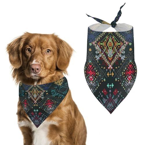 Dreieckstuch für Hunde, ethnischer Tribal-Stil, Boho-Stil, verstellbar, atmungsaktiv, weich, für kleine, mittelgroße und große Hunde von QTAVETEND