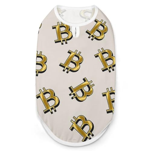 Gold Bitcoin Symbole Hunde-Shirt, Haustier-Katzen-T-Shirt, ärmellos, Tanktop, atmungsaktiv, für kleine Welpen, Größe XXL von QTAVETEND