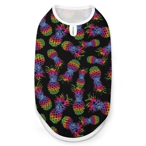 Hunde-Shirt, Motiv: Ananas-Skizze, tropische Früchte, für Haustiere, Katzen, ärmellos, Tanktop, atmungsaktiv, für kleine Welpen, Größe XL von QTAVETEND