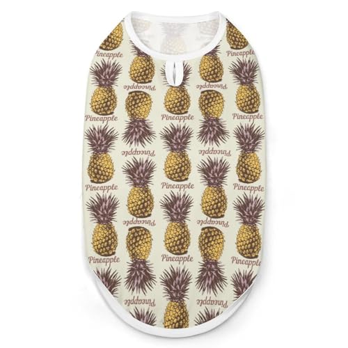 Hunde-Shirt, Retro-Stil, Ananas, Haustier, Katzen, ärmellos, Tanktop, atmungsaktiv, für kleine Welpen, Größe M von QTAVETEND