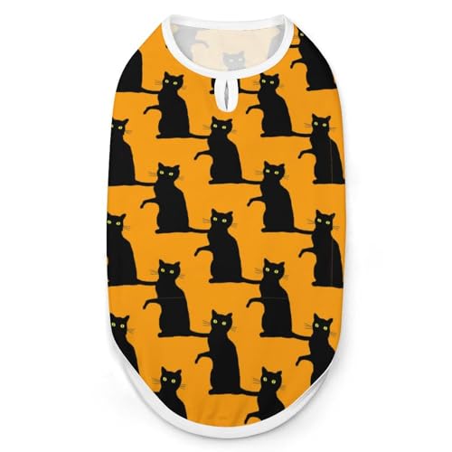 Hunde-Shirt, ärmellos, atmungsaktiv, für kleine Welpen, Größe M, Schwarz / Orange von QTAVETEND