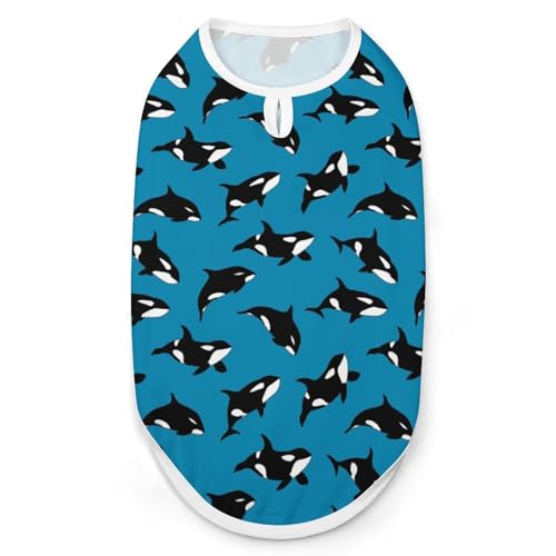 Killer Whale Schwimm-Shirt, für Haustiere, Katzen, ärmellos, Tanktop, atmungsaktiv, für kleine Welpen, Größe L von QTAVETEND