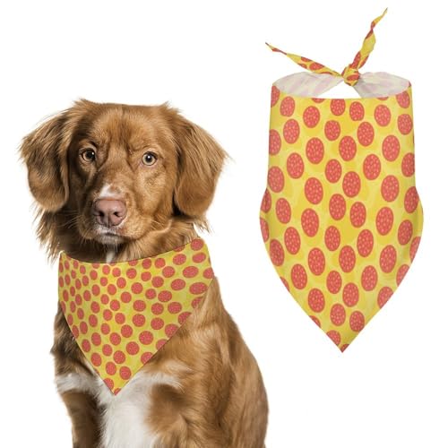 Pepperoni Dreieckstuch für Hunde, Pizza-Muster, verstellbar, atmungsaktiv, weich, für kleine, mittelgroße und große Hunde von QTAVETEND