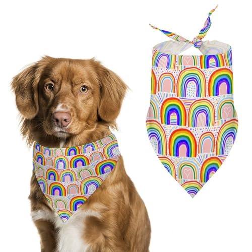 Schönes, farbenfrohes Regenbogen-Dreieckstuch für Haustiere, Hunde, Halstuch, Halstuch, Halstuch, Halstuch, Halstuch, Halstuch, Halstuch, Halstuch, Halsband von QTAVETEND