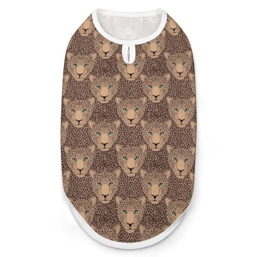 T-Shirt für Hunde mit Leoparden-Maulkorb und Leopardenfell, ärmellos, Tanktop, atmungsaktiv, für kleine Welpen, Größe L von QTAVETEND