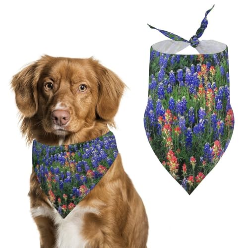 Texas Bluebonnets Dreieckstuch für Hunde, verstellbar, atmungsaktiv, weich, für kleine, mittelgroße und große Hunde von QTAVETEND