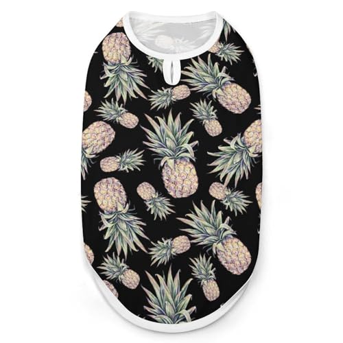 Wasserfarben-Hunde-Shirt, Motiv: tropische Ananas, für Haustiere, Katzen, ärmellos, atmungsaktiv, für kleine Welpen, Größe M von QTAVETEND