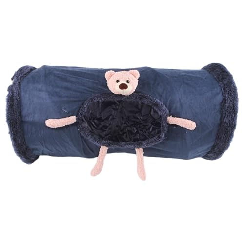 Katzentunnelbett – weicher Fleece-Katzentunnel | kleine Katzentunnel für Indoor-Katzen | 50 x 25 cm Katzenspieltunnel mit Gucklöchern | Interaktives Katzenspielzeug Faltbarer Tunnelschlauch für von QTFYE