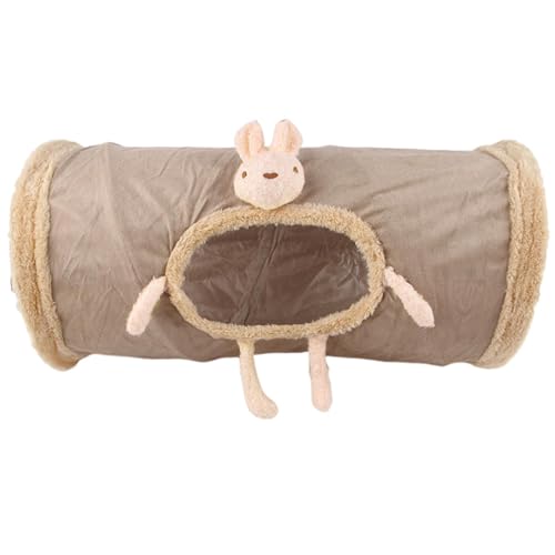 Katzentunnelbett – weicher Fleece-Katzentunnel | kleine Katzentunnel für Indoor-Katzen | 50 x 25 cm Katzenspieltunnel mit Gucklöchern | Interaktives Katzenspielzeug Faltbarer Tunnelschlauch für von QTFYE