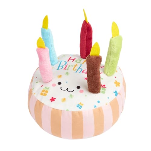 QTFYE Plüsch-Kuchen-Hundespielzeug – 17 x 17 x 9 cm, Hundekuchen, Plüschtier, quietschendes Hundespielzeug, Kuchenform, Kauspielzeug, interaktives Spielzeug für kleine und mittelgroße Hunde, von QTFYE