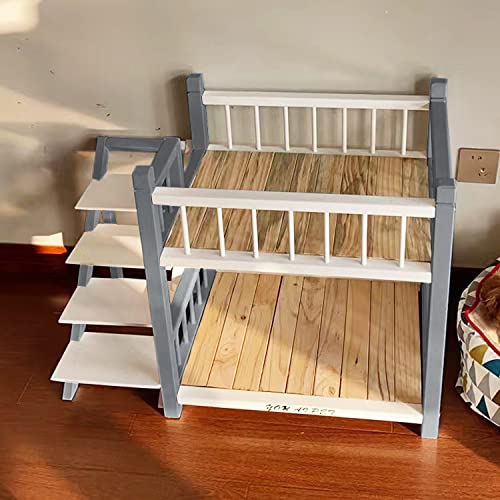 QTQHOME Kleine und mittelgroße Haustierbetten mit Holzrahmen, Katzenbett mit Treppe, perfekt für große/extra große Hunde, moderner Stil, wasserdicht, abnehmbar, leicht zu reinigen, Grau, L von QTQHOME