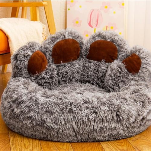 Katzenhöhle Katzenbett mit Super Weichem Flauschigem Katzenzelt Katzenkorb zum Schlafen für Kleine bis Mittlere Größe Katzen,Grey-XL von QTRDFGE