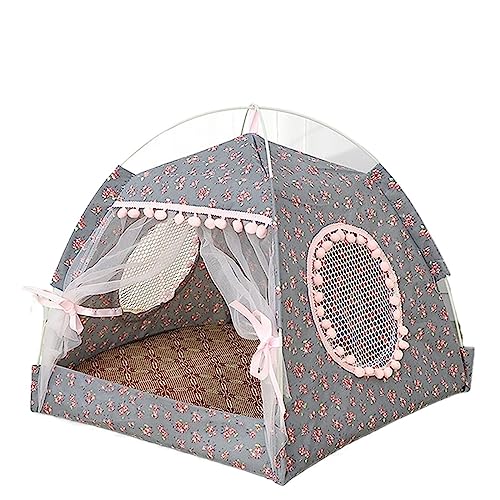 Haustierbetten Haustierkatzenzelt Sommerhöhlenhütte Katzenschlafhaus für Kätzchen Welpen Laufstall Käfigkorb Katzenhütte Kleines Hundehausbett (Farbe: Broken Flower Grey, Größe: 36 * 36 cm) Octopus von QUEAWOQ