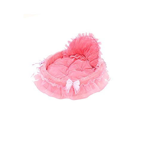 Haustierbetten Prinzessin Hundebett Weiches Sofa für kleine Hunde Rosa Spitze Welpenhaus Haustier Doggy Teddy Bettwäsche Katze Hundebetten Luxus Nest Matte Zwinger (Farbe: Rosa, Größe: Mittel) von QUEAWOQ