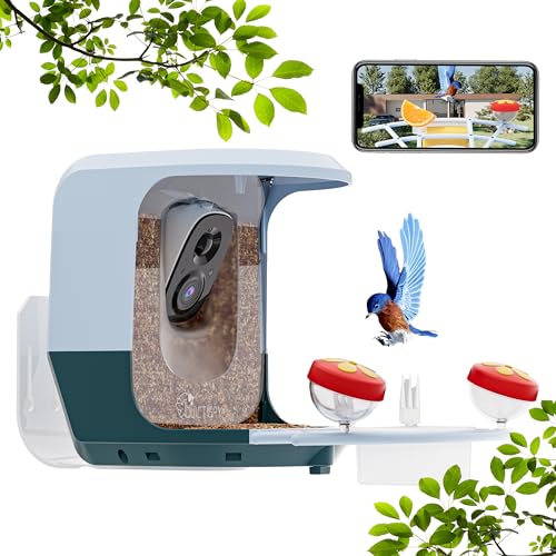 QUICTIGRY Smart Bird Feeder mit Kamera, KI-betriebene Vogelarten-Identifikationskamera mit automatischer Videoaufzeichnung und Solarpanel, Bewegungserkennung und sofortige Benachrichtigung, Geschenke von QUICTIGRY