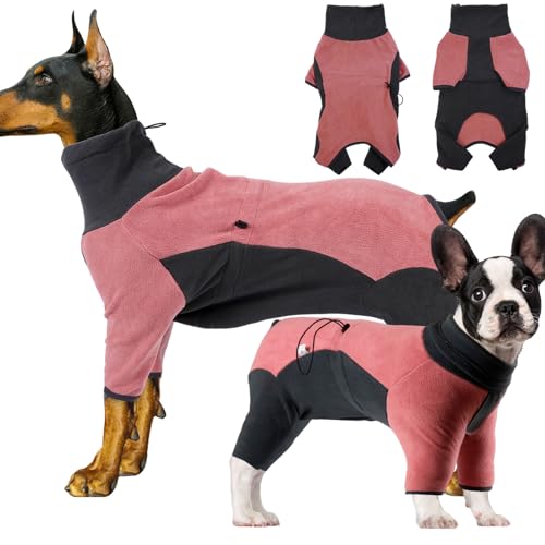 Hunde-Wintermantel, weicher, warmer Fleece-Pullover, Schlafanzug für kleine, mittelgroße und große Hunde, winddicht, für kaltes Wetter, Ganzkörper-Einteiler, hoher Kragen, Overall, Outfit, Kleidung von QUQOQO