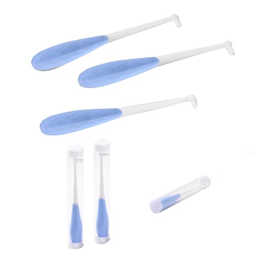 QUR 4-Teilige Katzenzahnbürste, Welpenzahnbürsten-Set Blau Kunststoff für die Zahnpflege der Katze, Mini-Kopf von QUR