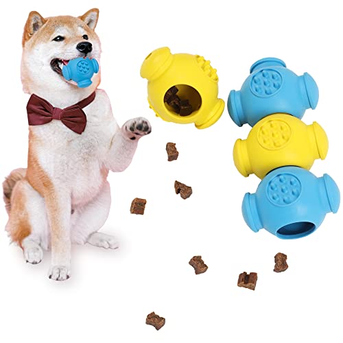 QUVITA Intelligenz Hundespielzeug 4 Stück Naturkautschuk Puzzle Hundeball mit Zahnpflege Funktion Noppen und Futtertrog Hunde Kauspielzeug(Ø 7-8cm) von QUVITA