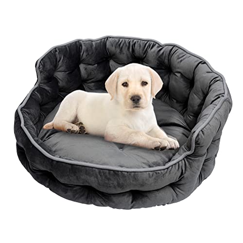 QUVITA Rund Hundebett Hundekorb für Wolke Kleine Große Hunde Sofa Katzenbett 60 cm Luxuriös Cozy Haustier Bett & Sofa Verbesserte rutschfeste Unterseite, Waschbar von QUVITA