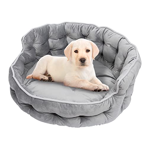 QUVITA Rund Hundebett Hundekorb für Wolke Kleine Große Hunde Sofa Katzenbett 60 cm Luxuriös Cozy Haustier Bett & Sofa Verbesserte rutschfeste Unterseite, Waschbar von QUVITA