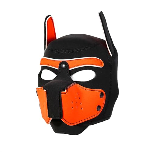 Maulkorb aus Neopren, abnehmbar, Vollgesichtsmaske für Welpen, Einheitsgröße, Orange von QUYUWOWO