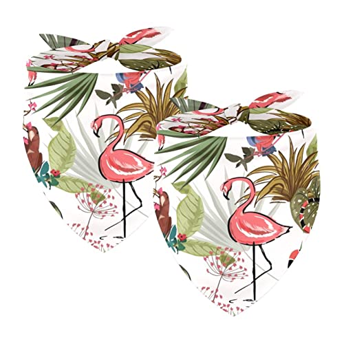 Dreieckstuch für große Hunde, Bandana, Vögel, Flamingos, Schlange, atmungsaktiv, 2 Stück von QWEKJDNFG