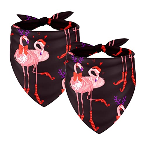 Dreieckstuch für große Hunde, Bandana, Weihnachtsmütze, Flamingo-Geweih, atmungsaktiv, 2 Stück von QWEKJDNFG