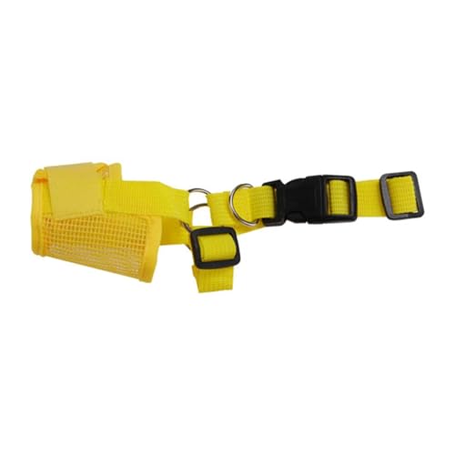 AISHANBAIHUODIAN Haustier Hund Einstellbare Maske Rinde Biss Mesh Mund Maulkorb Pflege Anti Stop Kauen Haustiere Fit for Zubehör (Color : Yellow, Size : XL) von QWERTYUI