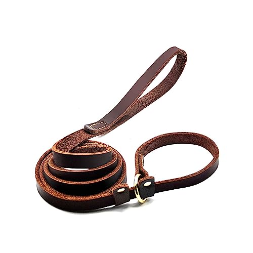 AISHANBAIHUODIAN Hundeleine aus echtem Leder, weiches Schlaufenhalsband mit Schieber, geflochtenes Seil, P-Kette, Flache Trainingsleine, einfache Kontrolle, Passform for mittelgroße Hunde (Color : 1 von QWERTYUI