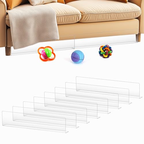 QWORK® 8 stück unter Couch Blocker, 40 x 8 x 4 cm, durchsichtiger Kunststoff, mit Selbstklebendem Klebeband, verhindert schmutz, Staub, Spielzeug und Haustiere von QWORK