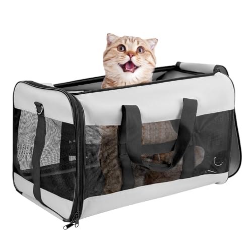 QWORK® Transporttasche mit Optimalem Luftstrom für Katze und Hund bis 10kg - 48x30x30 cm - Haustier-Tragetasche Tragbare und Waschbar von QWORK