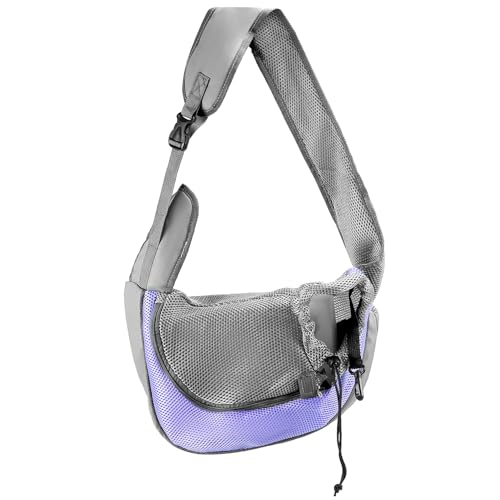 QWORK Hundetragetasche für kleine und mittelgroße Hunde und Katzen, Hundetaschen für Reisen, verstellbare Crossbody-Haustier-Tragetasche mit Kotbeutelspender, max. 4,5 kg, Welpen, atmungsaktive von QWORK