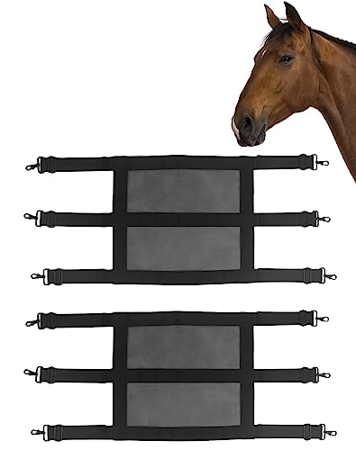 QWORK Premium Nylon Stallschutz für Pferde, 2 Stück Pferde Stallschutz mit verstellbaren Gurten und stabilen Karabinerhaken, schwarz von QWORK