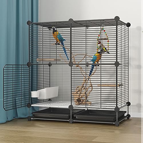 Vogelkäfig, Vogelkäfig Wellensittich, Vogelkäfig Groß Leicht Zu Bewegen, mit Tablett, Futterspender, Plattform für Papagei, Nymphensittich, Unzertrennlicher, Taube(75 * 37 * 85cm) von QWPOFISN