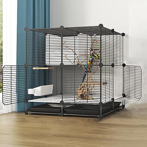 Vogelkäfig, Vogelkäfig Wellensittich, Vogelkäfig Groß Leicht Zu Bewegen, mit Tablett, Futterspender, Plattform für Papagei, Nymphensittich, Unzertrennlicher, Taube(75 * 75 * 84cm) von QWPOFISN