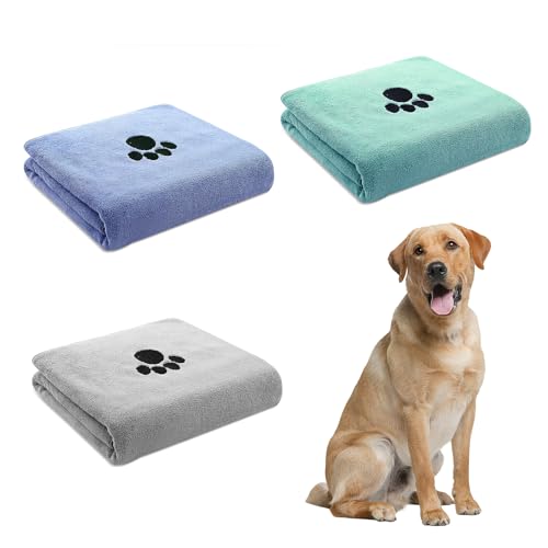 QYRDBGY Hunde Handtuch, 3 Stück Handtuch Hund 75 x 35cm Mikrofaser Hundehandtuch Extra Saugfähig Handtücher Hund für Kleine Mittelgroße Große Hunde Oder Andere Haustiere von QYRDBGY